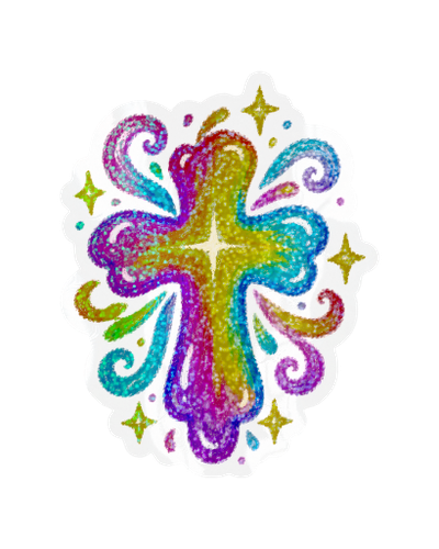 Glitter Cross Sticker
